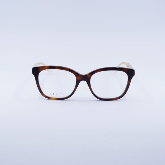 Gucci GG0566ON 002 Eyeglasses Havana/Crystal 54mm Square Frame - Picture 3 of 11